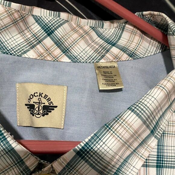 Dockers Button-Up Shirt Men's 4XLT Beige Plaid Comfort Classic Preppy Career - Picture 4 of 8